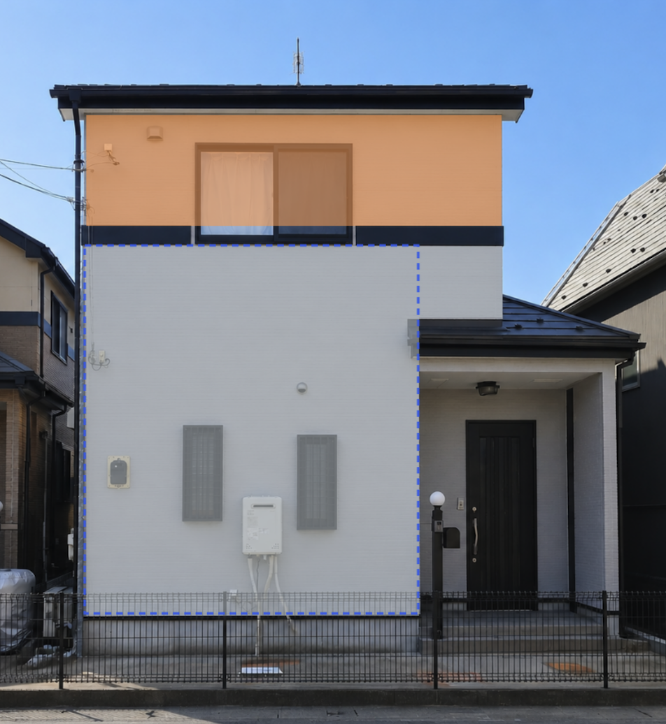外壁を長方形で選択する操作画面